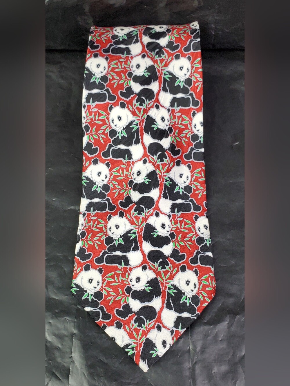 Washington National Zoo VTG AOP Pandas 100% Silk Tie Necktie RARE - EUC
